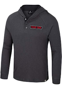 Colosseum Texas Tech Red Raiders Mens Charcoal Dujour Henley Fashion Hood