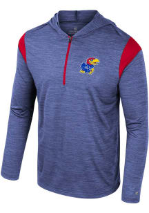 Colosseum Kansas Jayhawks Mens Blue Dozer Windshirt Hood