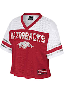 Arkansas Razorbacks Womens Colosseum Posh Fashion Football Jersey - Crimson