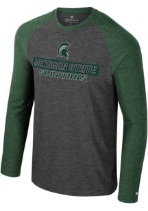 Mens Michigan State Spartans Charcoal Colosseum Revolution Raglan Long Sleeve T-Shirt