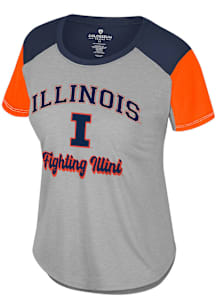 Colosseum Illinois Fighting Illini Womens Grey Chez Lavaux Short Sleeve T-Shirt