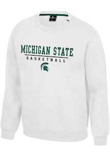 Colosseum Michigan State Spartans Mens White Charlie Basketball Long Sleeve Crew Sweatshirt