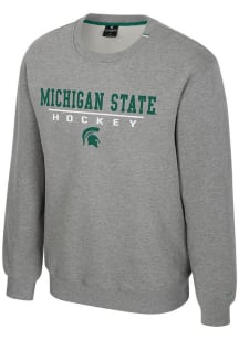 Mens Michigan State Spartans Grey Colosseum Charlie Hockey Crew Sweatshirt