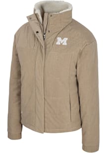 Womens Michigan Wolverines Tan Colosseum Luxury Heavy Weight Jacket