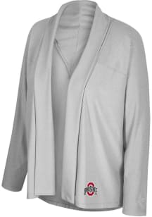 Womens Ohio State Buckeyes Ash Colosseum Diamonds Long Sleeve Cardigan