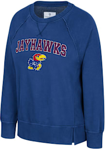 Colosseum Kansas Jayhawks Womens Blue Romantic Crew Sweatshirt