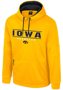 Mens Iowa Hawkeyes Gold Colosseum Hits The Road Fleece Long Sleeve Hoodie