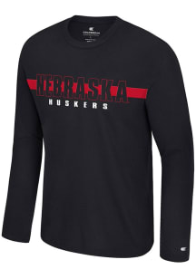 Mens Nebraska Cornhuskers Black Colosseum Bar Long Sleeve T-Shirt