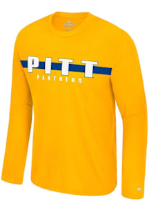 Mens Pitt Panthers Gold Colosseum Bar Long Sleeve T-Shirt