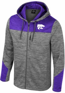 Mens K-State Wildcats Grey Colosseum Dozer Fleece Long Sleeve Zip