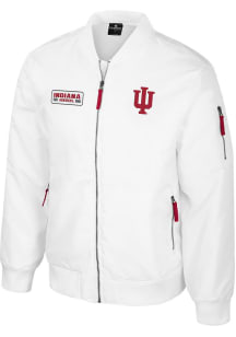 Mens Indiana Hoosiers White Colosseum Rabbit Bomber Heavyweight Jacket