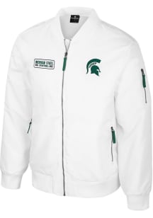 Mens Michigan State Spartans White Colosseum Rabbit Bomber Heavyweight Jacket