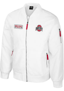 Mens Ohio State Buckeyes White Colosseum Rabbit Bomber Heavyweight Jacket