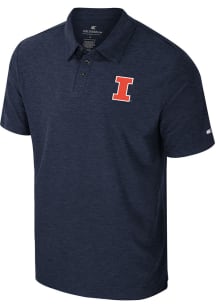 Mens Illinois Fighting Illini Navy Blue Colosseum Revolution Short Sleeve Polo Shirt