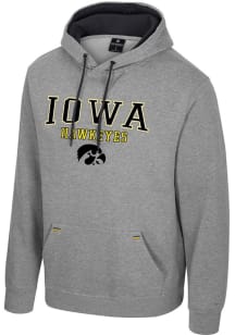 Mens Iowa Hawkeyes Grey Colosseum Charlie Hooded Sweatshirt