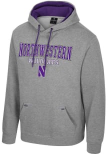Mens Northwestern Wildcats Grey Colosseum Charlie Hooded Sweatshirt