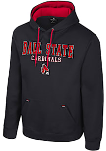 Colosseum Ball State Cardinals Mens Black Charlie Long Sleeve Hoodie