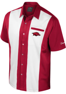 Colosseum Arkansas Razorbacks Mens Cardinal Bowling Button Up Short Sleeve Dress Shirt