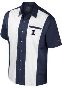 Mens Illinois Fighting Illini Navy Blue Colosseum Bowling Button Up Short Sleeve Dress Shirt