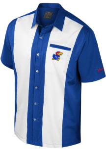 Colosseum Kansas Jayhawks Mens Blue Bowling Button Up Short Sleeve Dress Shirt