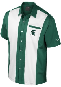 Mens Michigan State Spartans Green Colosseum Bowling Button Up Short Sleeve Dress Shirt