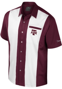 Colosseum Texas A&amp;M Aggies Mens Maroon Bowling Button Up Short Sleeve Dress Shirt