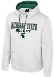 Mens Michigan State Spartans White Colosseum Charlie GCC Hockey Hooded Sweatshirt