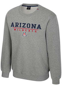 Colosseum Arizona Wildcats Mens Grey Charlie Long Sleeve Crew Sweatshirt