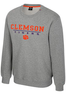 Colosseum Clemson Tigers Mens Grey Charlie Long Sleeve Crew Sweatshirt