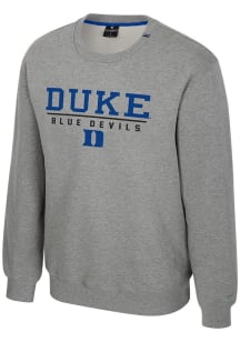 Colosseum Duke Blue Devils Mens Grey Charlie Long Sleeve Crew Sweatshirt