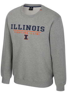 Mens Illinois Fighting Illini Grey Colosseum Charlie Crew Sweatshirt