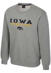 Mens Iowa Hawkeyes Grey Colosseum Charlie Crew Sweatshirt