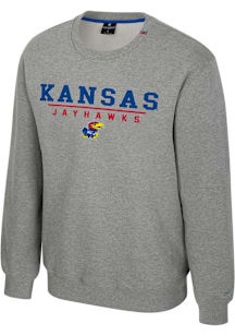 Colosseum Kansas Jayhawks Mens Grey Charlie Long Sleeve Crew Sweatshirt