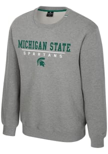 Mens Michigan State Spartans Grey Colosseum Charlie Crew Sweatshirt