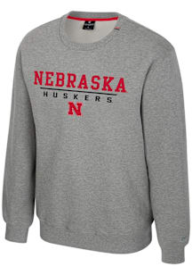 Colosseum Nebraska Cornhuskers Mens Grey Charlie Long Sleeve Crew Sweatshirt