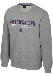 Mens Northwestern Wildcats Grey Colosseum Charlie Crew Sweatshirt