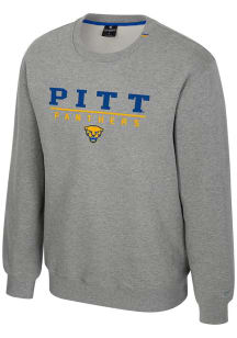 Mens Pitt Panthers Grey Colosseum Charlie Crew Sweatshirt