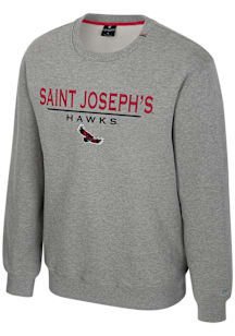 Colosseum Saint Josephs Hawks Mens Grey Charlie Long Sleeve Crew Sweatshirt