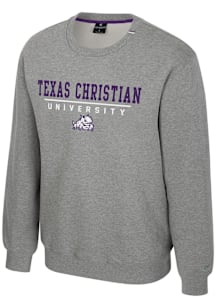 Colosseum TCU Horned Frogs Mens Grey Charlie Long Sleeve Crew Sweatshirt