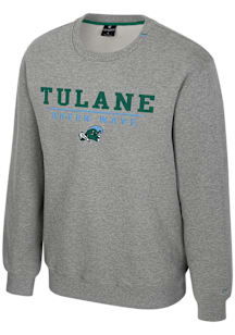 Colosseum Tulane Green Wave Mens Grey Charlie Long Sleeve Crew Sweatshirt