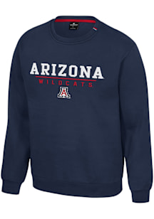 Colosseum Arizona Wildcats Mens Navy Blue Charlie Long Sleeve Crew Sweatshirt