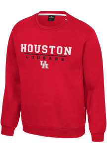 Colosseum Houston Cougars Mens Red Charlie Long Sleeve Crew Sweatshirt