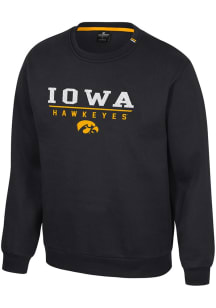Mens Iowa Hawkeyes Black Colosseum Charlie Crew Sweatshirt