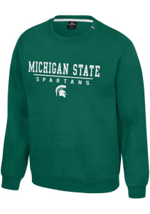 Mens Michigan State Spartans Green Colosseum Charlie Crew Sweatshirt