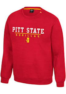 Colosseum Pitt State Gorillas Mens Red Charlie Long Sleeve Crew Sweatshirt
