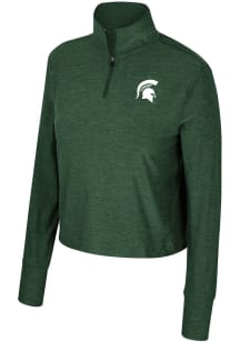 Womens Michigan State Spartans Green Colosseum Dash Qtr Zip Pullover