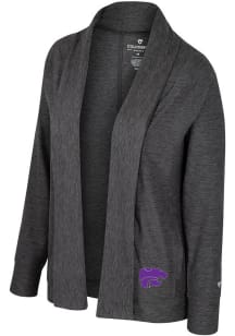 Womens K-State Wildcats Charcoal Colosseum Dash Long Sleeve Cardigan