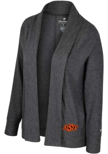 Colosseum Oklahoma State Cowboys Womens Charcoal Dash Long Sleeve Cardigan