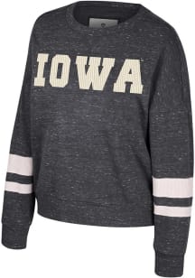 Womens Iowa Hawkeyes Black Colosseum Lost City Crew Sweatshirt