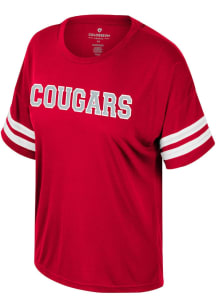 Colosseum Houston Cougars Womens Red Treasure Sequins Short Sleeve T-Shirt